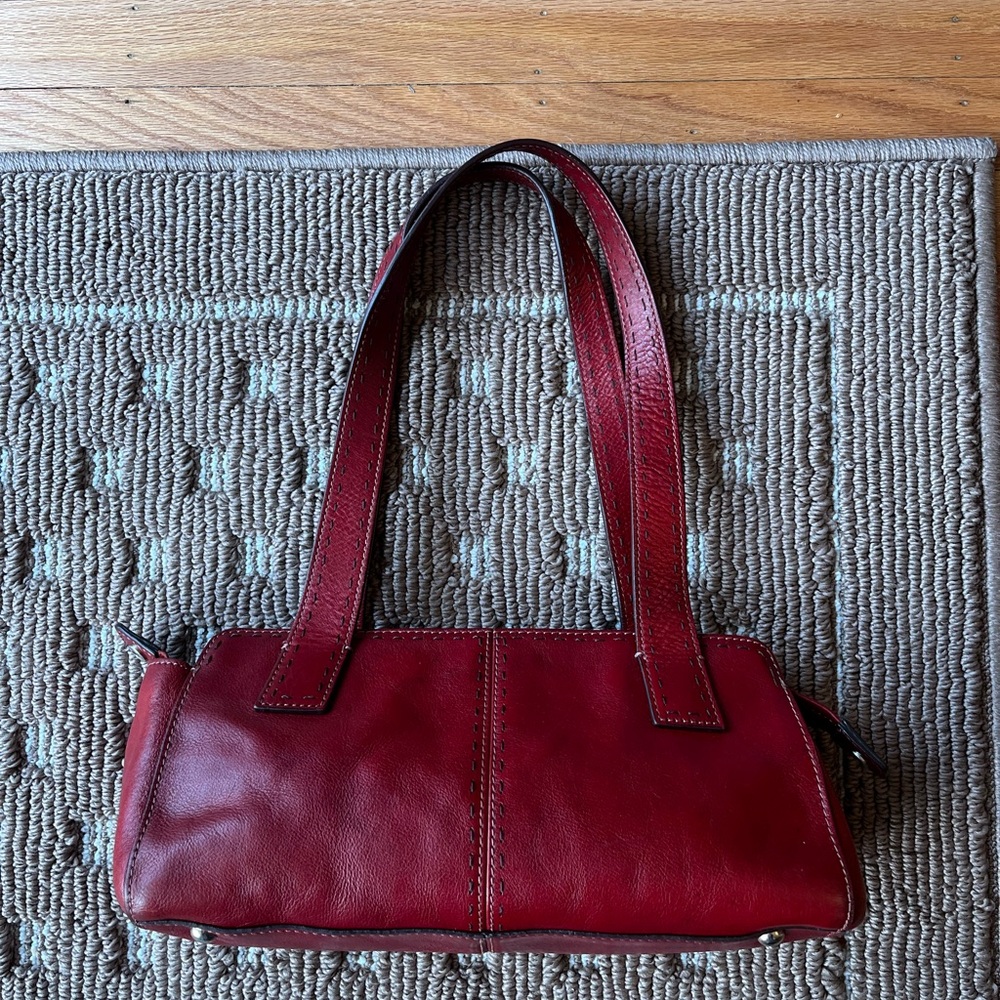 Fossil vintage red leather shoulder bag